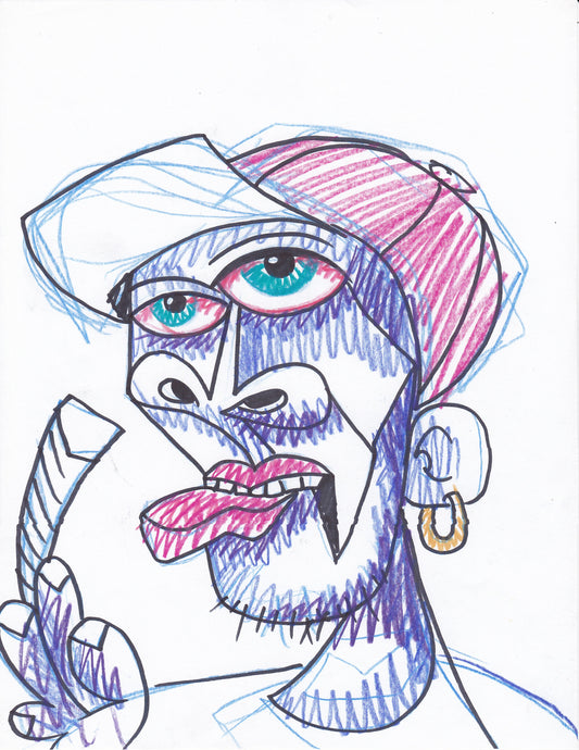 PURPLE FACE WITH A PINK HAT